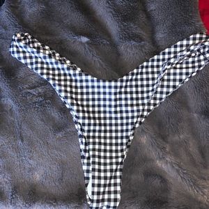 Black and white thong bikini bottoms